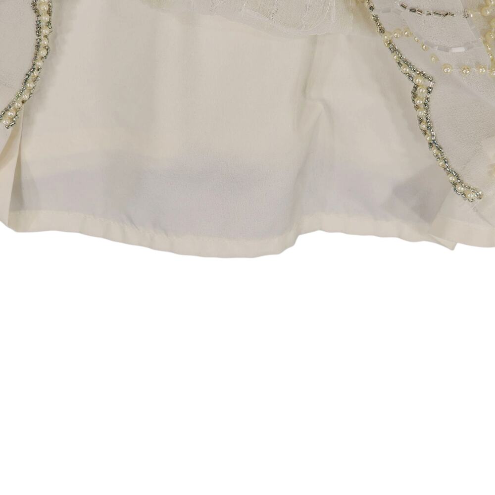 Romeo & Juliet Couture Beaded Sheath Dress sz M Women Mini Cream Pearls Cocktail - Picture 10 of 11